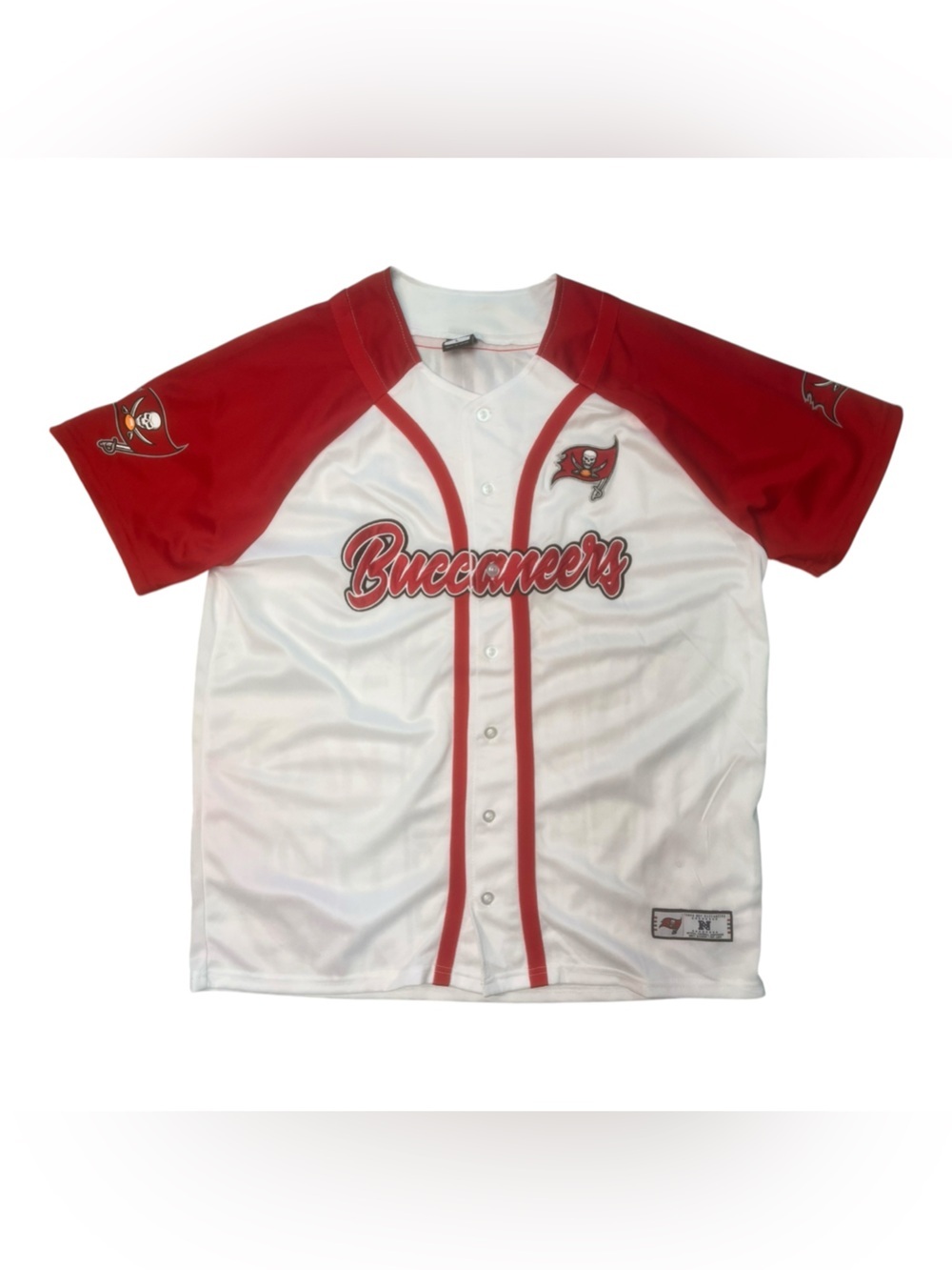 Sz large Tampa Bay Buccaneers Button-Up Baseball Jersey - White & Red